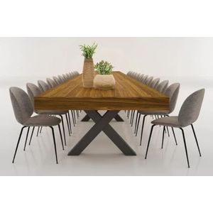 Casa Padrino luxe eettafel bruin/zwart 200-494 x 110 x H. 77 cm - Uitschuifbare massief houten vergadertafel - Eetkamermeubilair - Kantoormeubilair - Massief houten meubilair - Luxe meubels