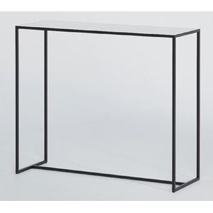 Casa Padrino Luxury Console Black 120 x 40 x H. 77 cm - Rectangular Metal Console Table with Mirror Glass - Living Room Furniture