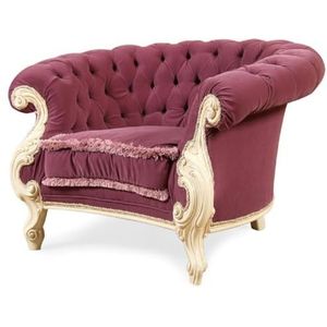 Casa Padrino Luxe barokke woonkamer stoel lila/cr�ème - handgemaakte barokke stijl fauteuil - prachtige luxe woonkamer meubels in barokstijl - barok meubilair - edel en prachtig