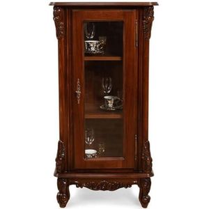 Casa Padrino luxe barokke vitrinekast donkerbruin - Prachtige massief houten vitrine met glazen deur - Handgemaakte barokke meubels - Noble & Magnificent