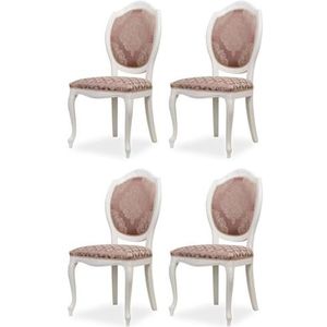 Casa Padrino luxe barokke eetkamerstoel set van 4 paars/beige/wit - barokke keukenstoelen - Prachtige luxe eetkamermeubels in barokke stijl - Noble & magnifiek