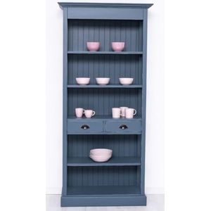 Casa Padrino landelijke stijl shabby chic kast antiek blauw 91 x 39 x H. 197 cm - Landelijke stijl eetkamer kast - Massief houten meubels - Landelijke stijl shabby chic meubilair