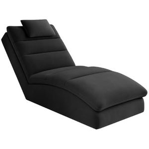 Casa Padrino luxe chaise longue met hoofdkussen zwart 85 x 170 x H. 92 cm - Woonkamerfauteuil - recamier - Woonkamermeubels - Luxe meubels