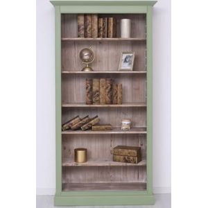 Casa Padrino Landelijke stijl boekenkast groen/naturel 110 x 39 x H. 210 cm - Massief houten kast - Plankkast - Woonkamerkast - Kantoorkast - Landelijke Stijl Meubels