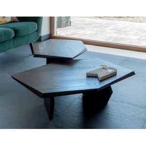 Casa Padrino luxury coffee table set of 4 anthracite gray 65 x 65 x H. 32.5 cm - Square solid wood living room tables - Living room furniture
