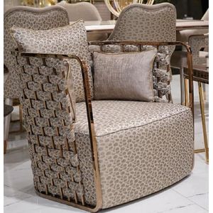 Casa Padrino Luxe fauteuil grijs/goud - woonkamer stoel - hotel fauteuil - woonkamer meubels - hotel meubilair - luxe meubels