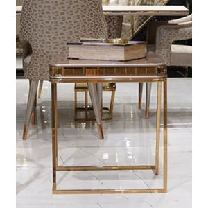 Casa Padrino Luxe bijzettafel grijs/goud - vierkante woonkamer bijzettafel - woonkamer meubels - hotelmeubels - luxe meubels