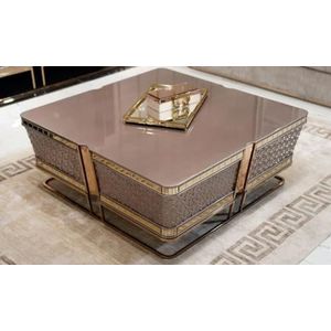 Casa Padrino Luxe salontafel grijs/goud - massief hout woonkamertafel - woonkamer meubels - luxe meubels - luxe collectie