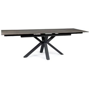 Casa Padrino designer dining table gray/black 160-210 x 90 x H. 76 cm - Extendable Kitchen Table with Tempered Glass Ceramic Table Top