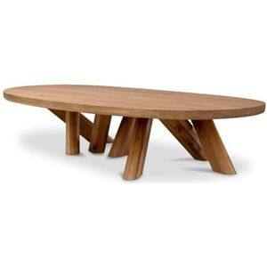 Casa Padrino luxe massief houten salontafel bruin 170 x 85 x H. 35 cm - Ovaal eikenhouten woonkamertafel - Woonkamermeubels - Luxe meubels - Luxe kwaliteit
