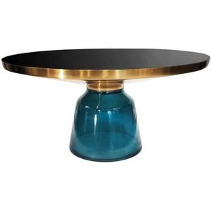 Casa Padrino luxury coffee table black/gray/gold Ø 75 x H. 37 cm - Round glass living room table - Modern living room furniture