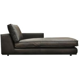 Casa Padrino luxe lederen chaise longue zwart 106 x 186 x H. 83 cm - Echt lederen lounge stoel - Fauteuil- Woonkamermeubels - Luxe meubels