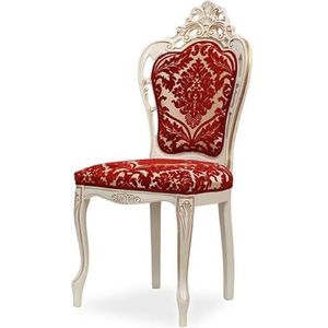 Casa Padrino Luxe barokke eetkamerstoel met elegant patroon rood/wit/beige/goud - Barokke stijl keukenstoel - Prachtige luxe eetkamermeubels in barokke stijl