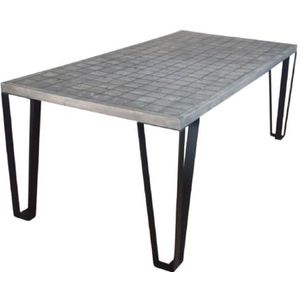 Casa Padrino Luxe eettafel grijs/zwart 197 x 97 x H. 75 cm - rechthoekige keukentafel met massief tafelblad en metalen poten - eetkamermeubels - keukenmeubels - luxe meubels