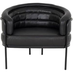 Casa Padrino Luxe lederen fauteuil zwart 86 x 71 x H 69 cm - echt leer woonkamer stoel - echt leder meubels - luxe meubels