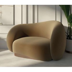 Casa Padrino luxe fluwelen fauteuil rechts bruin/donkerbruin 110 x 105 x H. 78 cm - Woonkamer fauteuil - Hotelfauteuil - Woonkamermeubels - Hotelmeubilair - Luxe meubels