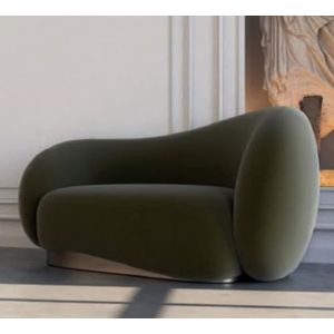 Casa Padrino luxe fluwelen fauteuil rechts groen/messing 110 x 105 x H. 78 cm - Woonkamer fauteuil - Hotelfauteuil - Woonkamermeubels - Hotelmeubilair - Luxe meubels