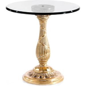 Casa Padrino luxe barokke bijzettafel antiek goud - Prachtige massief houten tafel met glazen blad - Luxe meubels in barokke stijl - Barok meubilair - Made in Italy