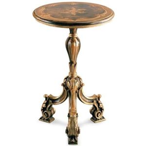 Casa Padrino Luxe barok bijzettafel antiek bruin / zwart / antiek goud - prachtige barokke stijl 3-poot massief houten tafel - luxe meubels in barokstijl - barok meubilair - luxe kwaliteit - Made in