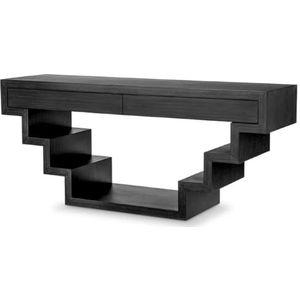 Casa Padrino luxe console zwart grijs 180 x 50 x H. 77 cm - Rechthoekige consoletafel met 2 laden - Woonkamermeubels - Luxe meubels - Luxe meubels - Luxe meubels