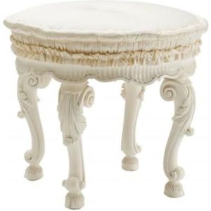 Casa Padrino luxe barokke kruk wit/crème - Handgemaakte barokke stijl kruk - Barokke voetenbank - Barok meubilair - Noble & magnificent - Made in Italy