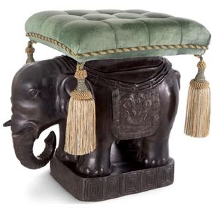 Casa Padrino luxury stool cream/black Ø 45.5 x H. 47 cm - Round living room stool - Modern round stool - Luxury Furniture