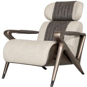 Casa Padrino luxe design fauteuil grijs/zwart/donkerbruin/brons 80 x 90 x H. 89 cm - Woonkamer fauteuil - Hotelfauteuil - Woonkamermeubels - Hotelmeubilair - Luxe meubels