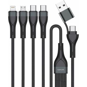 4smarts 4-in-2 Oplaad Kabel USB-C/Lightning/Micro-USB 1.2 Meter Zwart