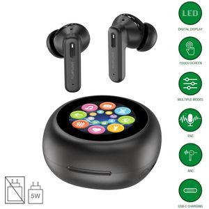 4smarts SkyBuds Screen ANC TWS Headset Draadloze Oordopjes Zwart