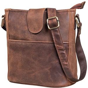 LEABAGS Athens schoudertas I echt leer I handtas voor dames I vintage look I schoudertas I shopper I schoudertas I multitas I Cow Saddle Horse - M (24x23x6 cm)