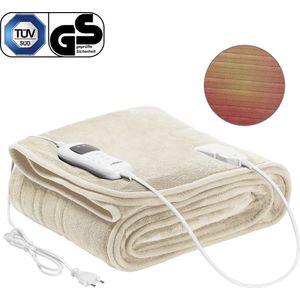 AREBOS Elektrische deken Elektrische verwarmde onderdeken knuffeldoek 200 × 180 cm Beige