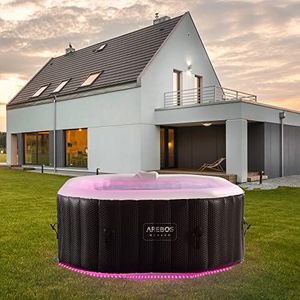 Arebos Whirlpool met LED verlichting | Opblaasbaar | Binnen & Buiten | 154x154 cm | 4 personen | 110 massage jets | met verwarming | 600 liter | Incl. cover | Bubble Spa & Wellness Massage