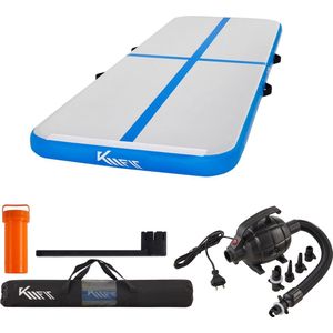 KM-Fit Airtrack - Turnmat - 3 m - Gymnastiekmat Opvouwbaar - Incl. elektrische pomp & patch kit - Mintgroen
