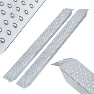 AREBOS - Oprijplaat - Zilver - Max. 400 kg Laadvermogen - Antislip, Geperforeerd Oppervlak