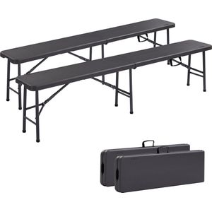 Arebos - 2x Bierbank Faltbank Klappbar i Tragegriff 183 x 28 x 43 cm Klappbank Camping Garten Party Bank Campingbank Bierzeltbank, Gartenbank,