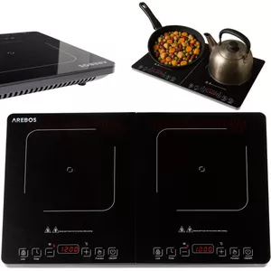 AMZCHEF Inductiekookplaat, enkele inductiekookplaat met slank design, elektronische draaiknop, 10 vermogens- en temperatuurniveaus, 2000 W inductiekookplaat 1 plaat, timer, blauw
