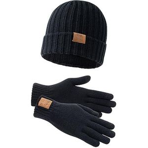 Lonsdale Unisex muts en handschoen set DEAZLEY, zwart, L/XL, 117517