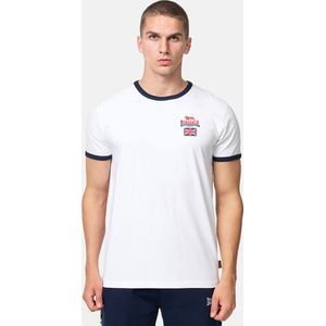 LONSDALE - Cashendun - T-shirt - Wit/Marineblauw/Rood - Katoen/Materiaalmix