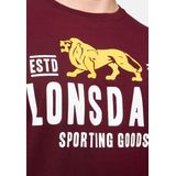 Lonsdale Heren Blagh T-shirt, Oxblood/geel/wit, S, 117452