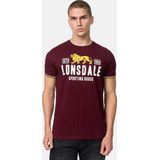 Lonsdale Heren Blagh T-shirt, Oxblood/geel/wit, S, 117452