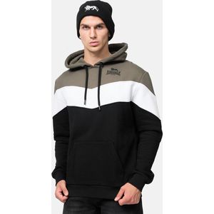 Lonsdale Moyroukan Sweatshirt met capuchon voor heren, Olijf/Zwart/Wit