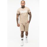 Lonsdale - Moy - Trainingsanzug - Beige/Wit - Katoen, T-Shirt & Shorts Set