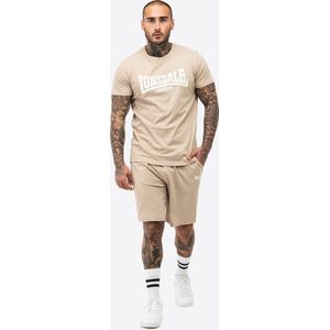 Lonsdale - Moy - Trainingsanzug - Beige/Wit - Katoen, T-Shirt & Shorts Set