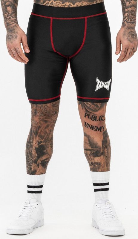 Tapout - 960029 - Functionele Shorts - Zwart/Wit/Rood - Nauwsluitende Pasvorm