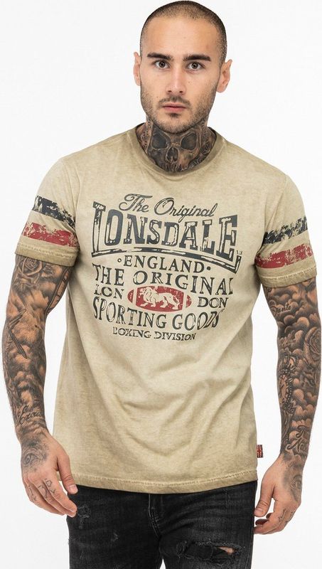 Lonsdale - Skeld - T-Shirt - Sand/Navy/Red - Normale Passform