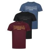 Lonsdale - Beanley - T-shirt - Zwart/Navy/Oxblood - Normale Passform - Dreierpack