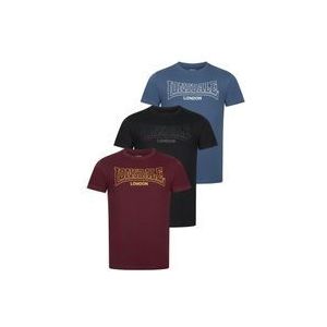 Lonsdale - Beanley - T-shirt - Zwart/Navy/Oxblood - Normale Passform - Dreierpack
