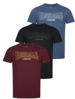 Lonsdale - Beanley - T-shirt - Zwart/Navy/Oxblood - Normale Passform - Dreierpack