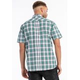 Lonsdale - Geruit Overhemd - Korte Mouwen - Blauw/Wit - Katoen