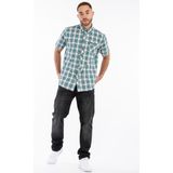 Lonsdale - Geruit Overhemd - Korte Mouwen - Blauw/Wit - Katoen